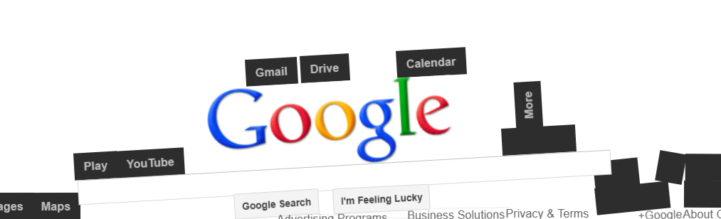 「Google Gravity」：検索結果が崩れ落ちる