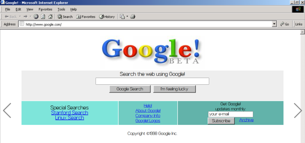 「Google in 1998」：レトロなGoogleデザインが登場